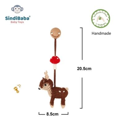 Gehäkelter Spielbogenanhänger Reh AUDREY - Abmessungen