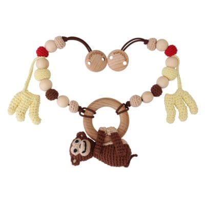 Gehäkelte Kinderwagenkette Affe CHARLIE (4-in-1) Bio