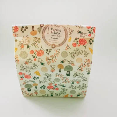 Stehende Geschenktüte mit Geschenk (perspektivische Aufnahme)