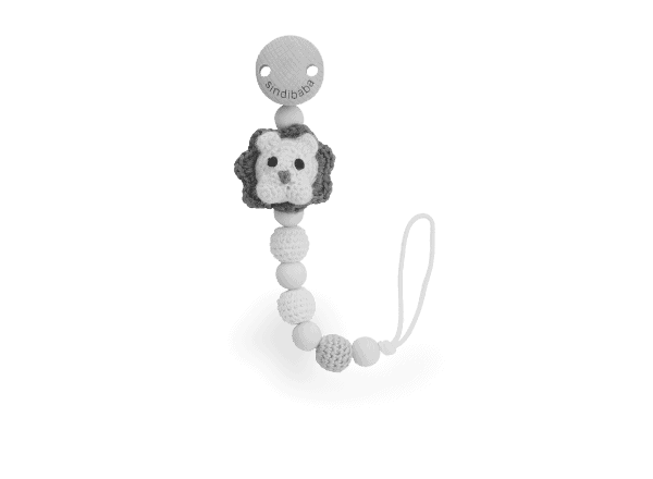 Schnullerkette mit Löwen-Motiv, repräsentativ für die Produktkategorie